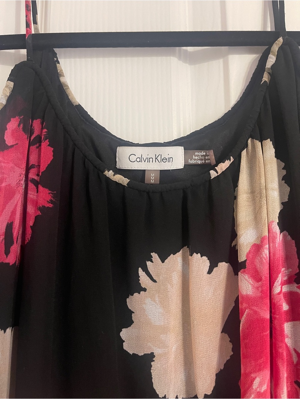 Calvin Klein Black Maxi Dress with Pink and Cream Floral Pattern - Picture 3 of 4